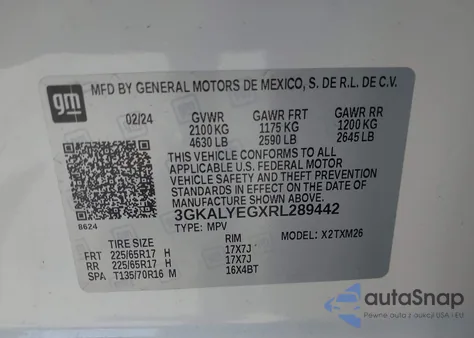 2024 GMC Terrain Awd At4 из США, поврежденный, VIN 3GKALYEGXRL289442